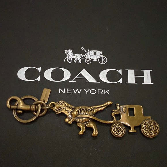 Coach Handbags - Rare Large Metal Coach Rexy Carriage Golden Dinosaur Rare Purse Bag Charm